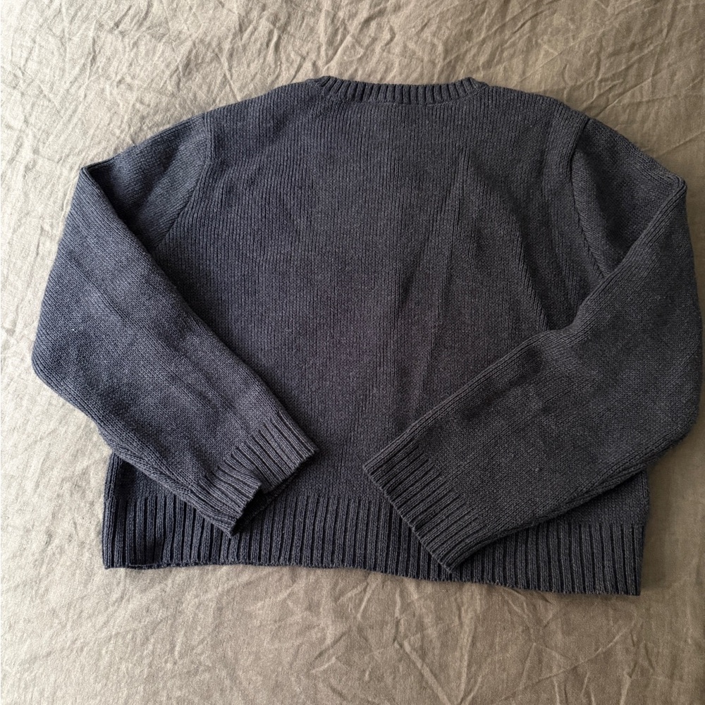 Zara Charcoal Gray Cotton Crewneck Cardigan - Picture 2 of 6